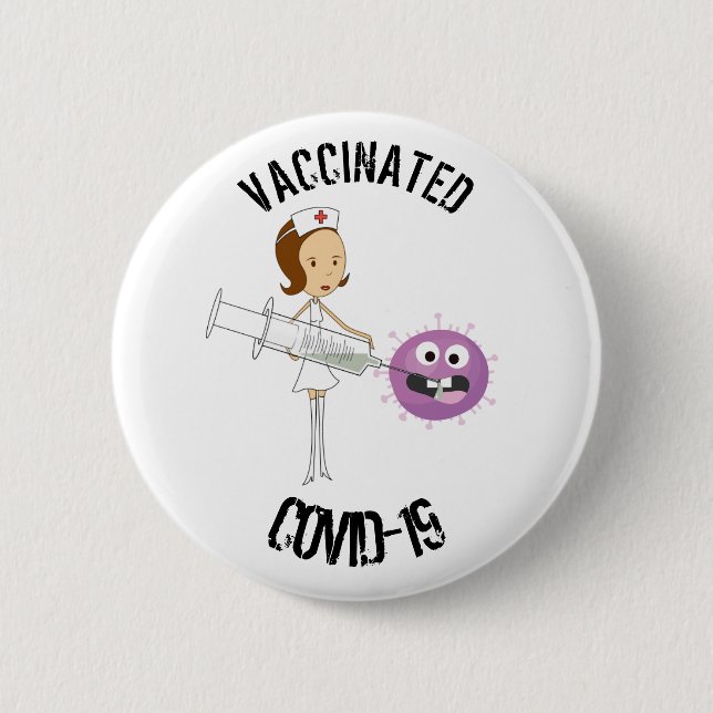 Vaccinated COVID-19 6 Cm Round Badge (Front)