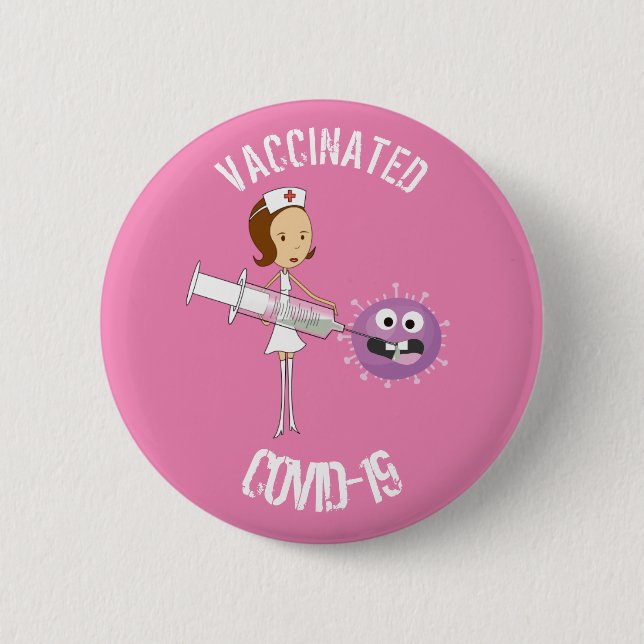 Vaccinated COVID-19 6 Cm Round Badge (Front)