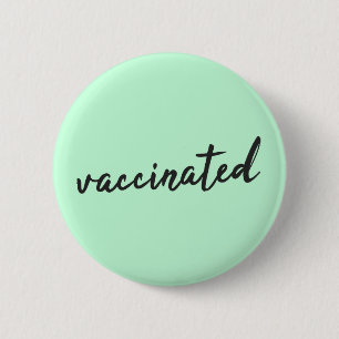 Vaccinated   Covid-19 Mint Green Modern Script 6 Cm Round Badge