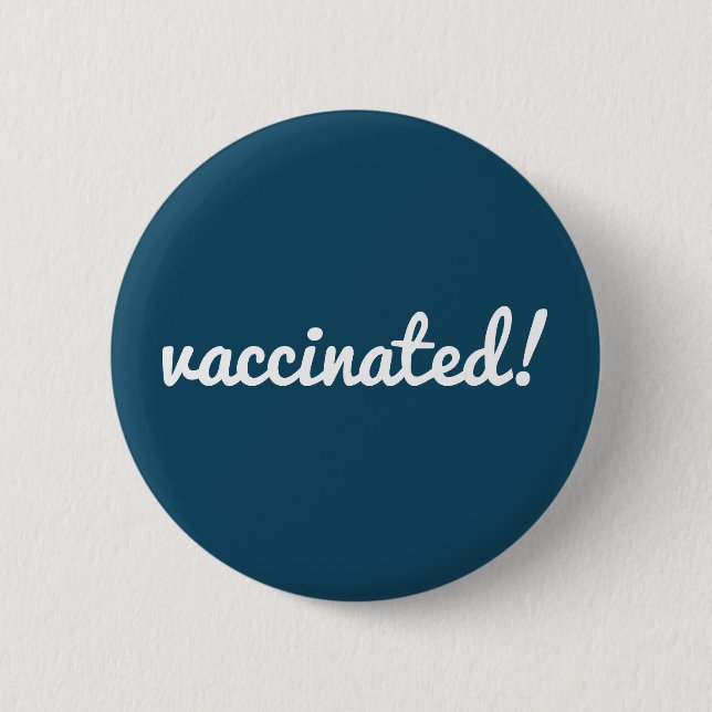 Vaccinated | Covid-19 Navy Blue Vaccine Corona 6 Cm Round Badge (Front)
