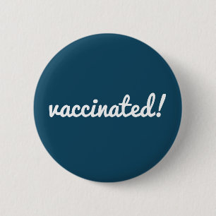 Vaccinated Covid-19 Navy Blue Vaccine Corona 6 Cm Round Badge