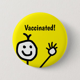 Vaccinated Cute Happy Face 6 Cm Round Badge