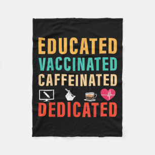 Vaccinated Funny Humour Vintage Graphic Quote Nurs Fleece Blanket