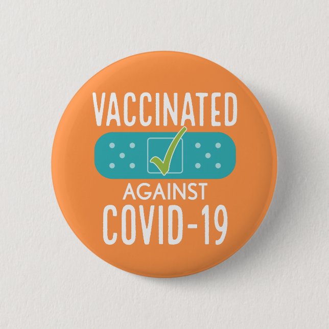 Vaccinated I got My Covid-19 Vaccine - orange blue 6 Cm Round Badge (Front)