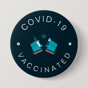 Vaccinated Modern Health Care Motivational Teal   7.5 Cm Round Badge