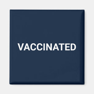 Vaccinated, navy blue white customisable magnet