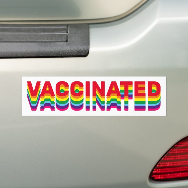 Vaccinated pride lgbt gay queer rainbow retro bumper sticker (On Car)