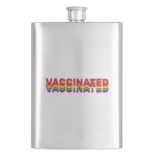 Vaccinated pride lgbt gay rainbow retro colours hip flask