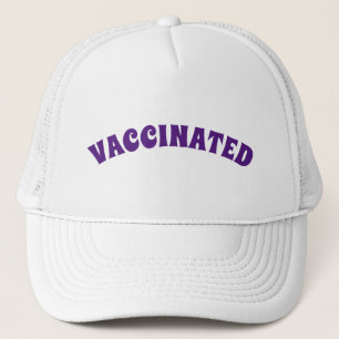 Vaccinated purple and white trucker hat