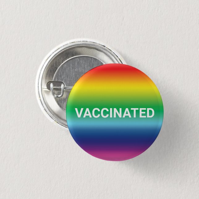 Vaccinated rainbow colours lgbt pride pin button (Front & Back)