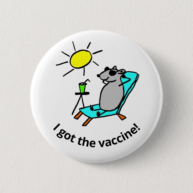 Vaccinated Rat on Vacation 6 Cm Round Badge (Front)