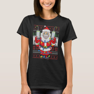 Vaccinated Santa Claus In Mask Ugly Christmas Tree T-Shirt