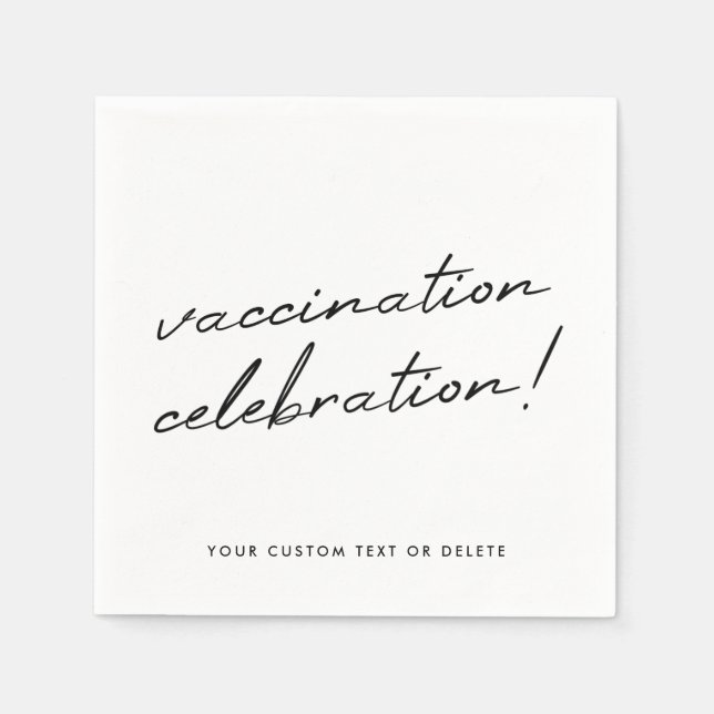 Vaccination Celebration | Minimalist White Party Napkin (Front)