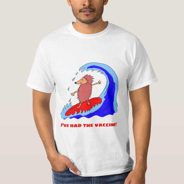 Vaccination Surfing Hedgehog T-Shirt (Front)