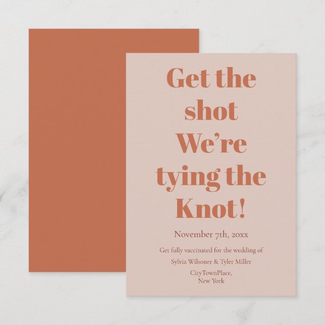 Vaccination Tying the Knot Teracotta Wedding Save The Date (Front/Back)