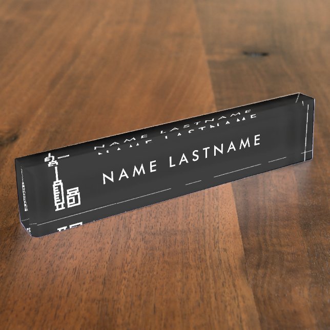 Vaccine Icon Elegant Simple Minimalist Black Nameplate (Side)