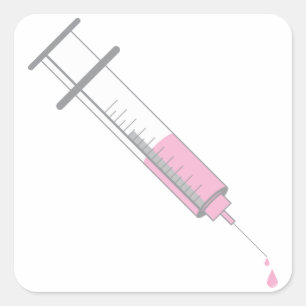 Vaccine Needle Square Sticker
