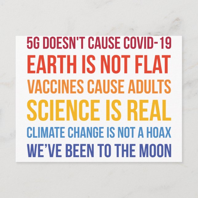 Vaccines Science Climate Change Is Real 5G Covid Postcard (Front)