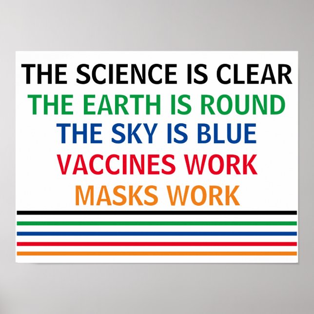 Vaccines Work Masks Work Science is Clear Real Poster (Front)