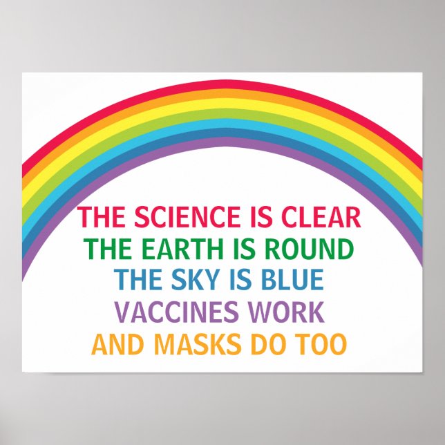 Vaccines Work Wear a Mask Rainbow Medical Office Poster (Front)