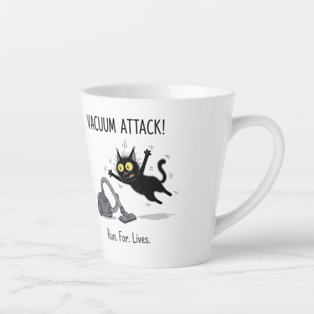 Vacuum Attack Funny Black Cat Coffee Mug Gift (Right)