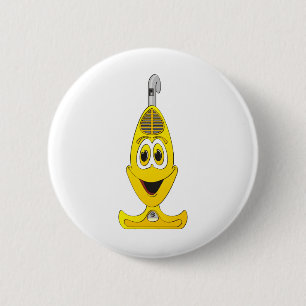 Vacuum Cartoon Yellow 6 Cm Round Badge