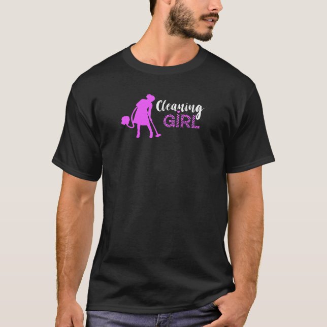 Vacuum Cleaner Cleaning Girl Housekeeper Housewife T-Shirt (Front)