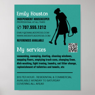 Vacuum Cleaner Silhouette, Housekeeper, Maid Poster