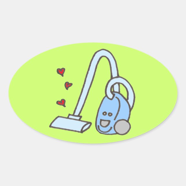Vacuum Cleaner with Hearts Oval Sticker (Front)