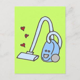 Vacuum Cleaner with Hearts Postcard