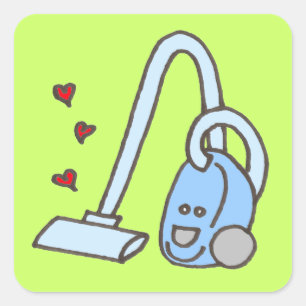 Vacuum Cleaner with Hearts Square Sticker