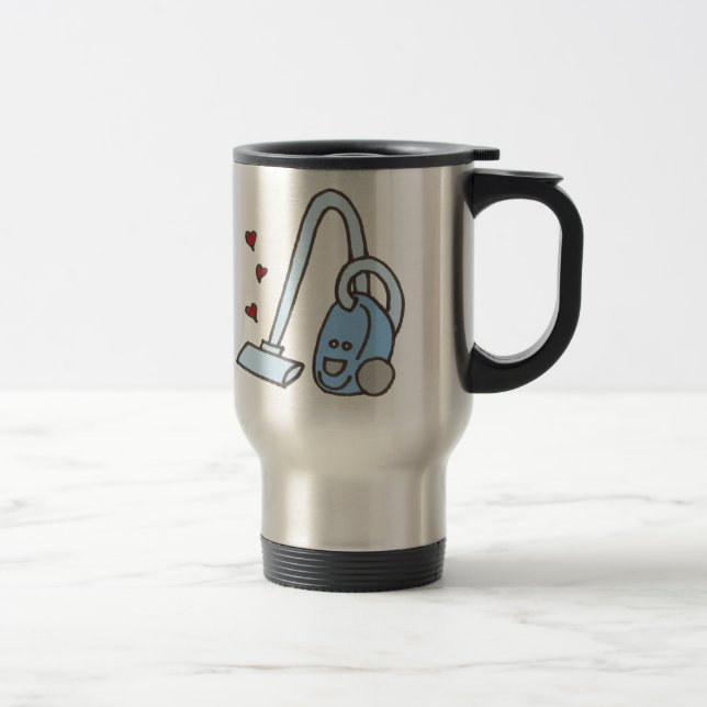 Vacuum Cleaner with Hearts Travel Mug (Right)
