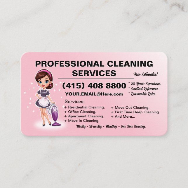Vacuum Cleaning Business Card House Cleaning  (Front)