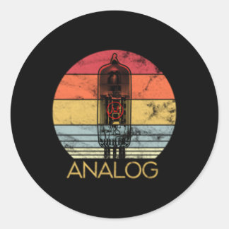 Vacuum Tube Analogue Audio Valve Amp Hi Fi Or Guit Classic Round Sticker