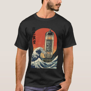 Vacuum Tube Great Wave Hokusai Hi-Fi Kanji Analogu T-Shirt