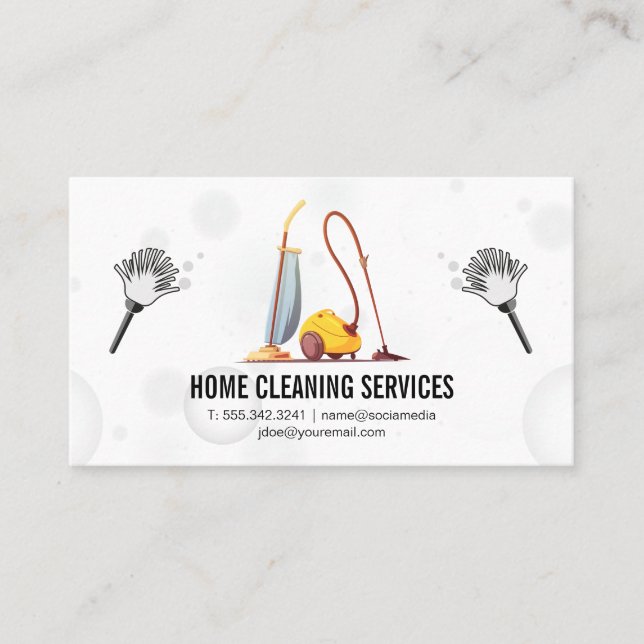 Vacuums and Dusters | Bubbles Business Card (Front)