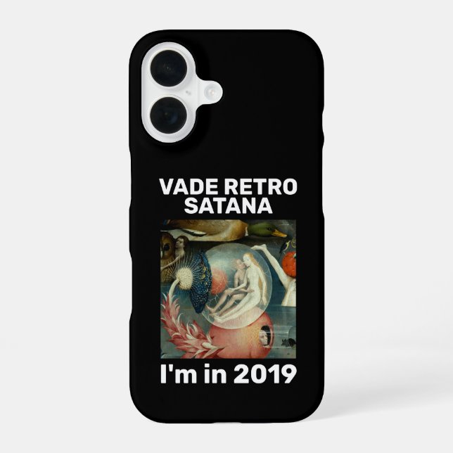 "Vade retro Satana" black iPhone 16 Case (Back)