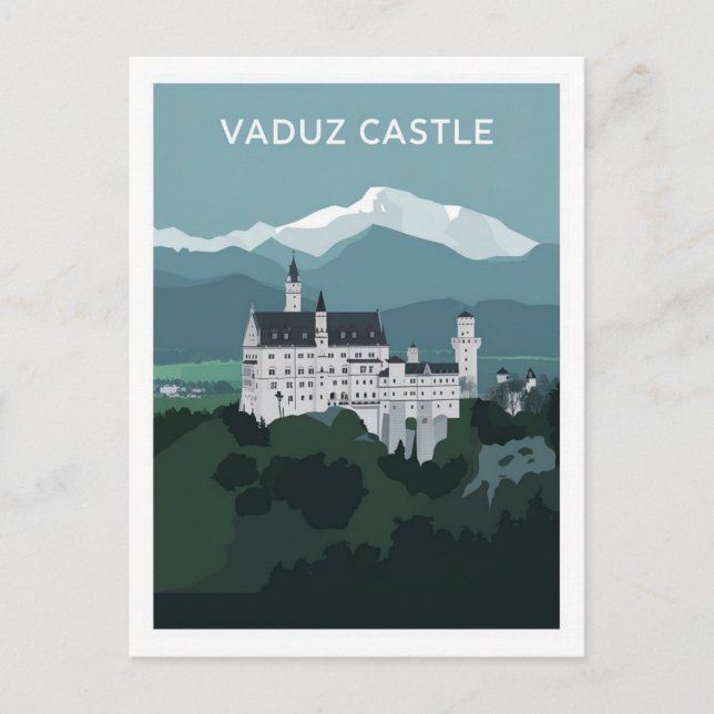 Vaduz Castle Liechtenstein Stylist Illustration Postcard (Front)
