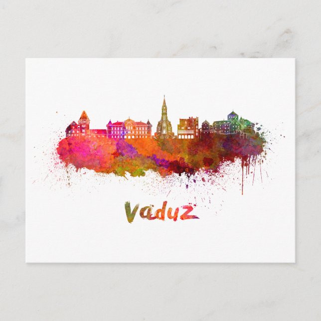 Vaduz skyline in watercolor postcard (Front)