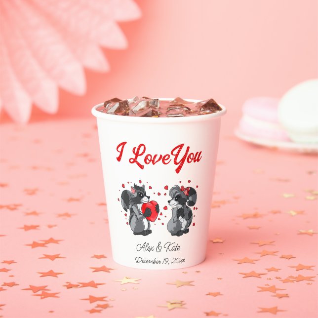 Vaentine Racoon  Paper Cups (Insitu)