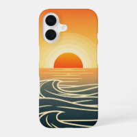 Vagues Rétro au Coucher du Soleil sur l'Océan