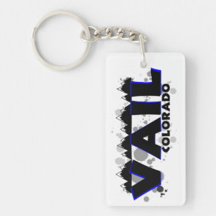 Vail Colorado artistic blue paint splats keychain
