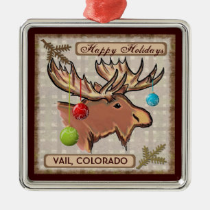 Vail Colorado artistic moose Christmas ornament