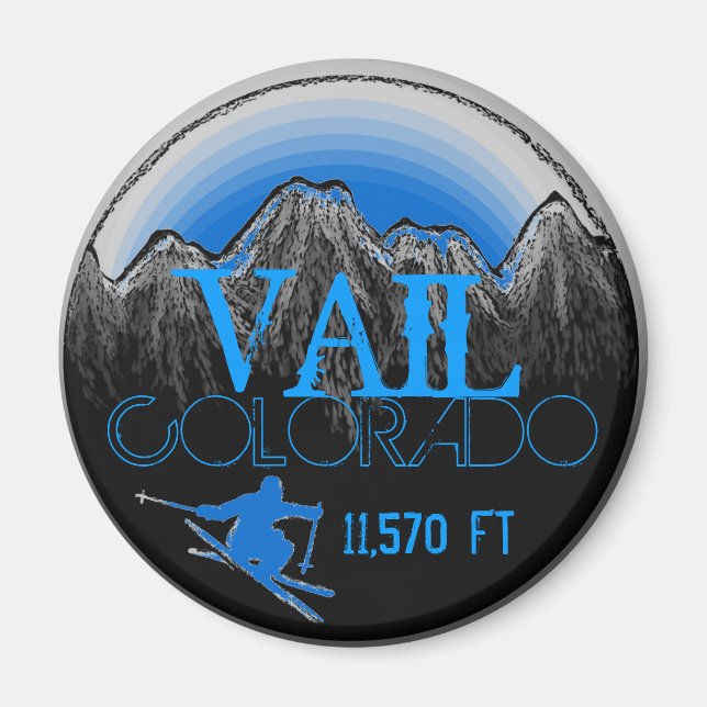 Vail Colorado blue ski mountain magnet (Front)