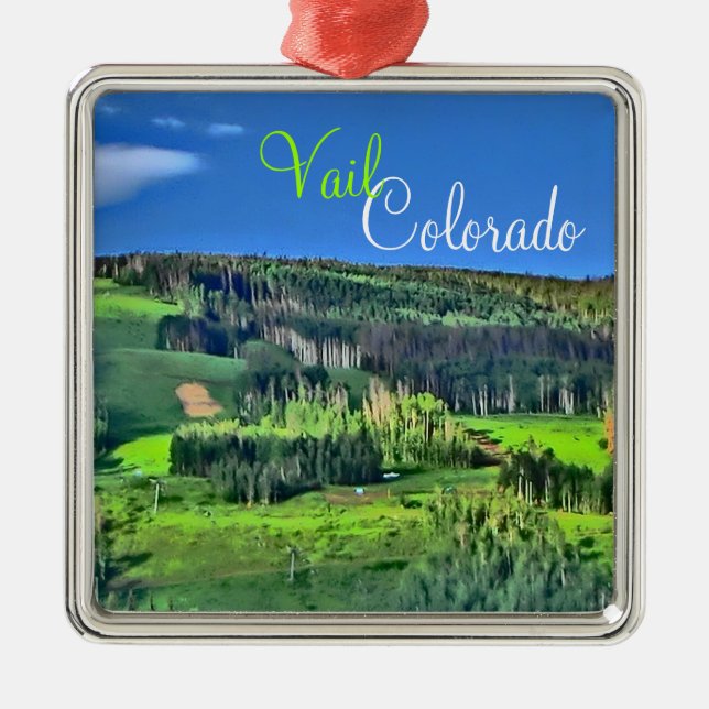 Vail Colorado bright runs scenic ornament (Front)