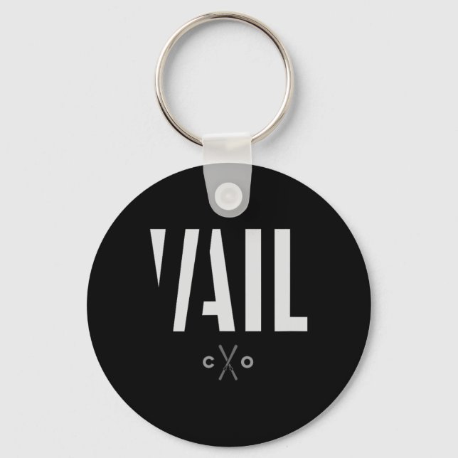 Vail Colorado Graphic Ski  Key Ring (Front)