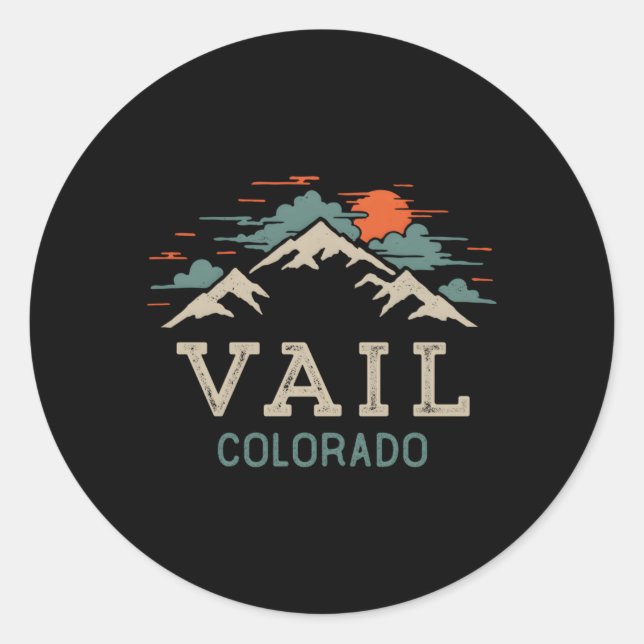 Vail Colorado Mountain Classic Round Sticker (Front)