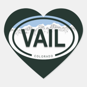 Vail Colorado Mountain Tag Heart Stickers