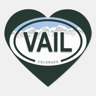 Vail Colorado Mountain Tag Heart Stickers