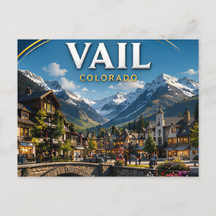 Vail Colorado Mountain Village Scenic Postcard